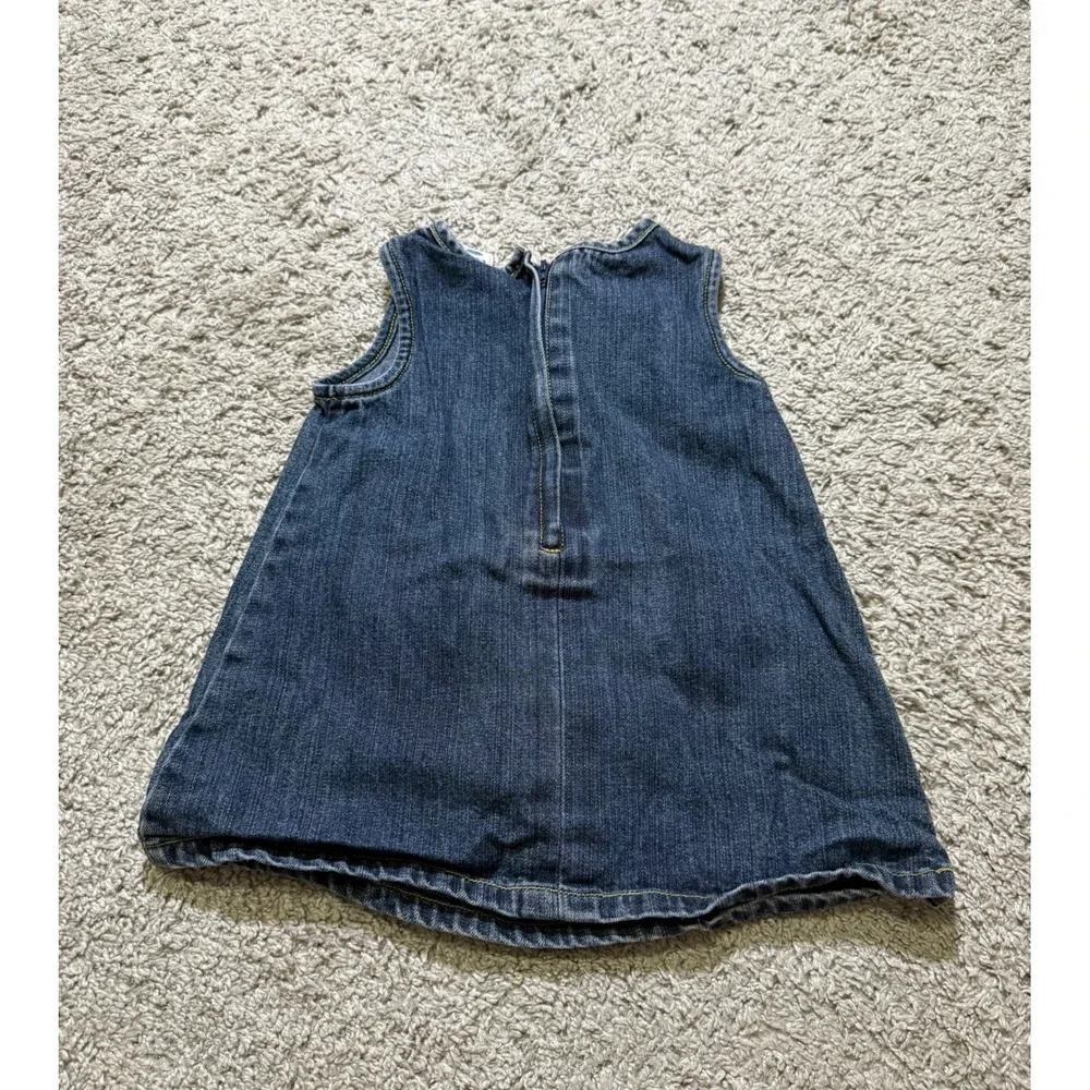 Vintage Old‎ Navy Embroidered Baby A-Line Denim Dress Western Prairie 6-9 Mo